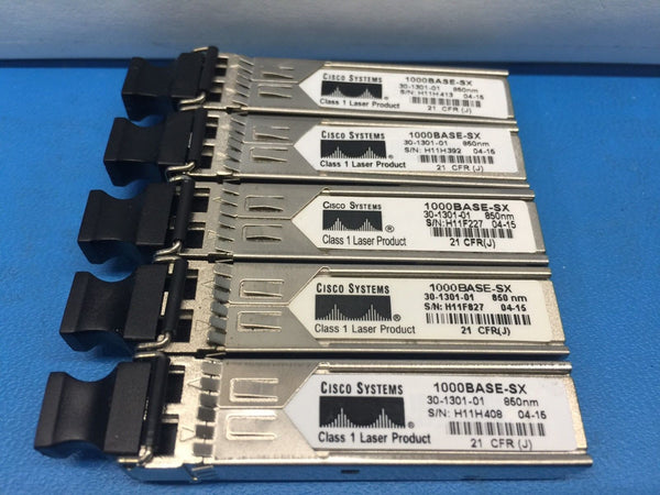 Cisco 1000BASE-SX 850nm Transceiver Module GLC-SX-MM 30-1301-01 *Lot of 5*