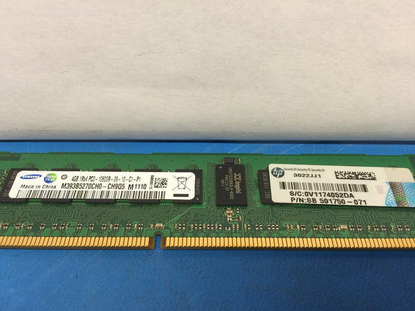 Samsung M393B5270CH0-CH9Q4 HP 591750-071 595424-001 (4GB 1Rx4 PC3-10600R)