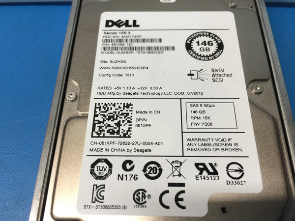 Dell Savvio 146GB SAS 15K 2.5" (61XPF) ST9146853SS Replacement HDD w/ Caddy