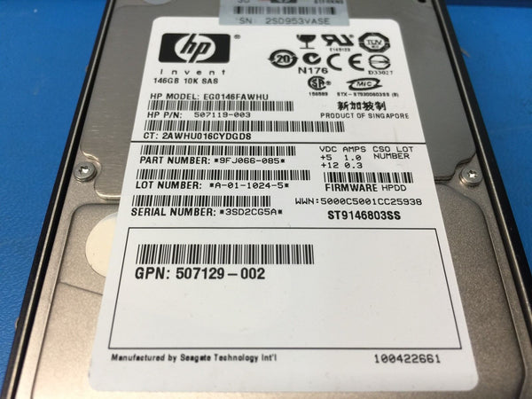 HP SAS HotPlug 146GB 10K 2.5" 507125-B21 507283-001 Replacement HDD w/ Caddy