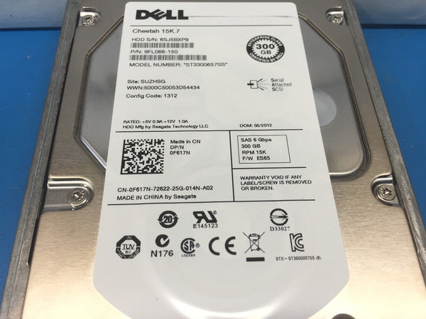 Dell 300GB SAS 15k 3.5" (F617N) ST3300657SS 9FL066-150 Replacement HDD w/ Caddy