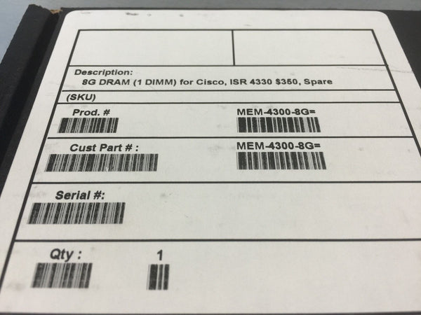 Cisco Compatible 8GB Memory Module MEM-4300-8G= Cisco 4331 4351 ISR *Brand New*