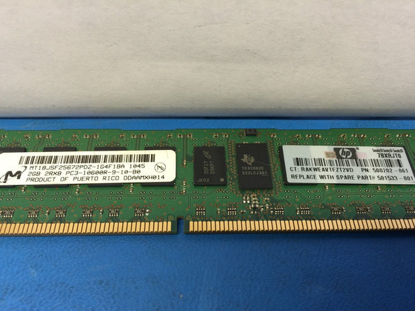 Micron MT18JSF25672PDZ-1G4F1BA HP 500202-061 500656-B21 (2GB 2Rx8 PC3-10600R)