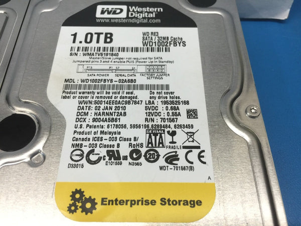 Western Digital RE3 1TB SATA 7200RPM 3.5" WD1002FBYS Replacement HDD