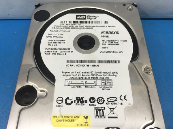 Western Digital RE2 750GB SATA 7200RPM 3.5" WD7500AYYS Replacement Hard Drive