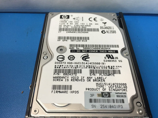 HP SAS HotPlug 146GB 15K 2.5" 512547-B21 512744-001 Replacement HDD w/ Caddy