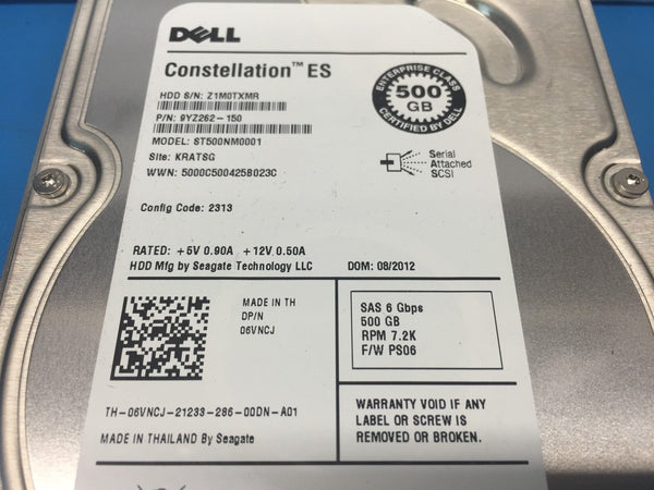 Dell Seagate Constellation 500GB 7200RPM 3.5" (6VNCJ) ST500NM0011 HDD w/ Caddy