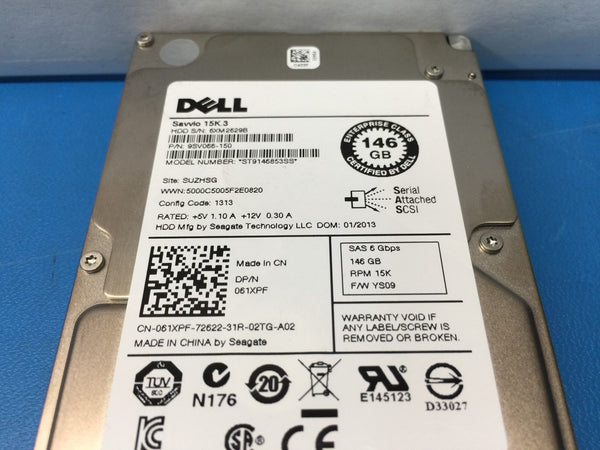 Dell Savvio 146GB SAS 15K 2.5" (61XPF) ST9146853SS 9SV066-150 Replacement HDD