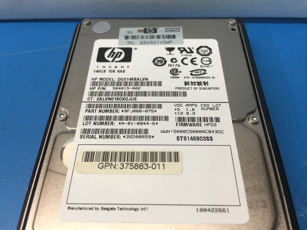 HP SAS HotPlug 146GB 10K 2.5" 418367-B21 418339-001 504015-002 HDD w/ Caddy
