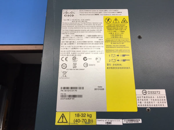 Cisco UCS-FI-6296UP V01 2U Fabric Interconnect Switch 68-4272-01 4x Fans 2x PSU
